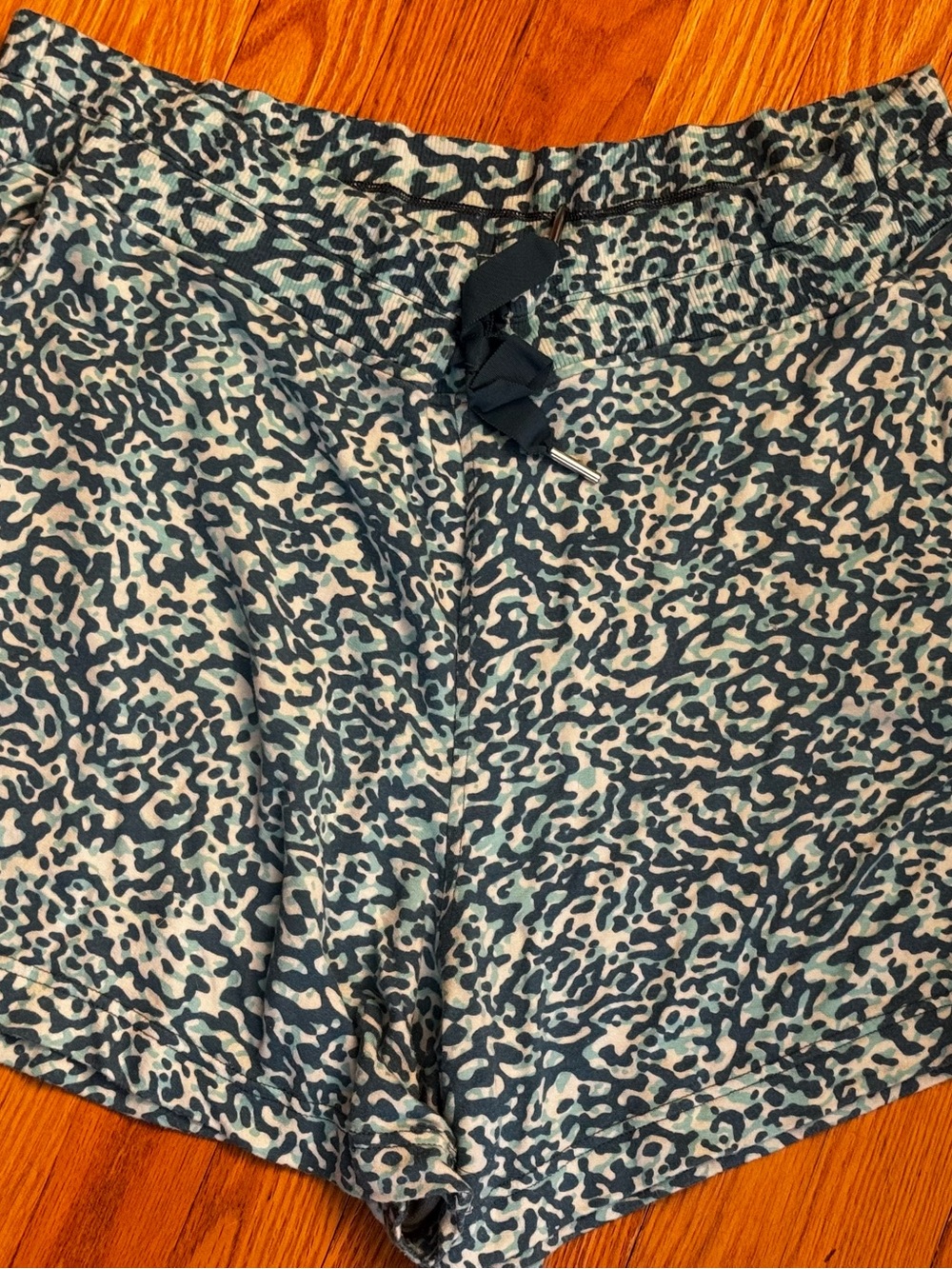 Athleta Teal and White Animal Print shorts